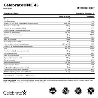 CelebrateONE 45 Веднъж дневно бариатричен мултивитамин с желязо, за дъвчене