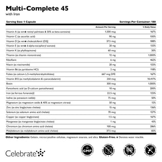 Multi-Complete 45 Бариатричен мултивитамин с желязо, капсули