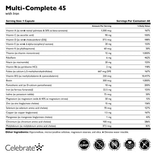 Multi-Complete 45 Бариатричен мултивитамин с желязо, капсули