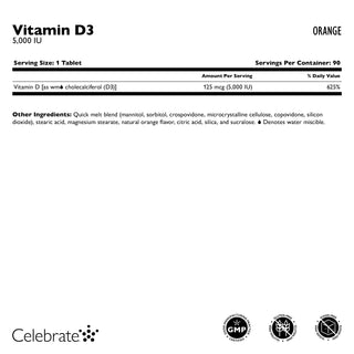 Витамин D3 125mcg (5 000 IU), Quick-Melt, Orange