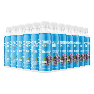 Множество бутилки на Celebrate Protein Mini с вкус на грозде на бял фон