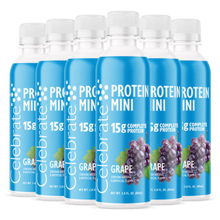 Множество бутилки на Celebrate Protein Mini с вкус Grape на бял фон