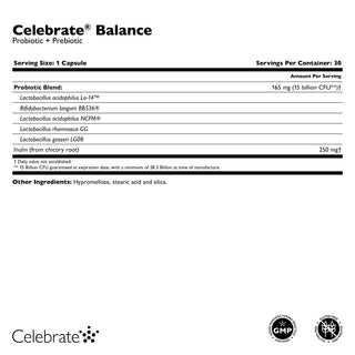 Celebrate® BALANCE Пробиотик + Пребиотик, капсули