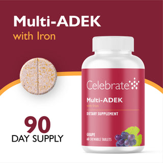 Витамин Multi-ADEK с 60 mg желязо, за дъвчене, Grape